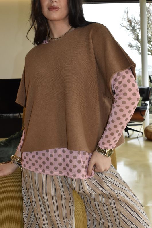 Bobby Mesh Layering Top Dopamine Dot Rose Mocha /9
